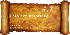 Antalicz Krisztina névjegykártya